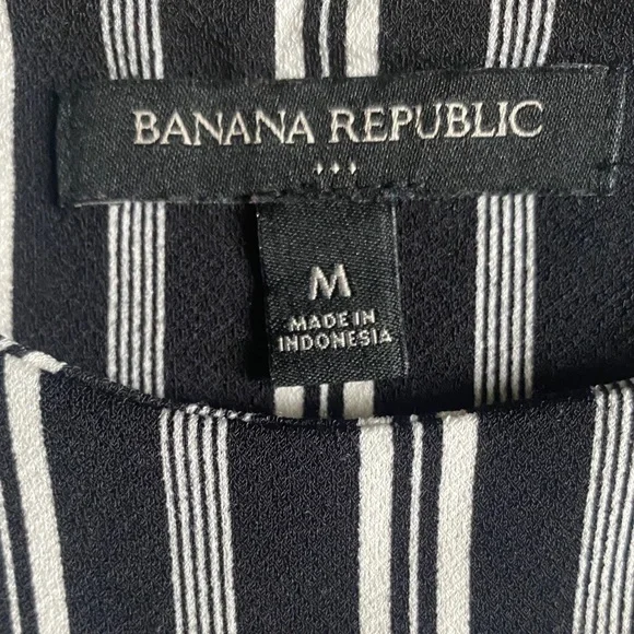 Banana Republic Factory Black and White Striped Asymmetrical Hem Dress - Picture 8 of 12